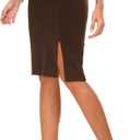Urban CoCo Women's Knee Length Stretch Pencil Skirt High Waisted Bodycon Midi Straight Skirt (Medium, Chocolate)