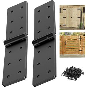 Heavy Duty Gate Hinges, 270 Adjustable Fold-Flat Hinges for Wooden Fence, Barn Door, Shed & Outdoor Gates(2, Black)
