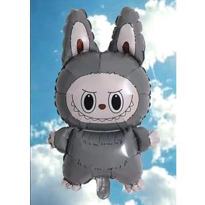 Gray Bunny Monster Balloon 25 x 15 Inch  Large Mylar Foil Balloon for Birthday Party Decorations, Kawaii Anime Theme Party Supplies, Cute Bunny Monster Balloon for Kids Party, Helium or Air Fill