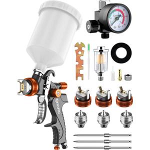 Car Painting Gun, HVLP Paint Sprayer Gun for Painting Cars, House Painting, Paint Guns Automotive, 1.3/1.5/1.7mm High-Precision Nozzles, Varnish and Top Coat
