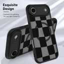 KANGHAR for iPhone Air Case 2025 Checkered Matte Aesthetic Cute Pattern Magnetic [Compatible with Magsafe] Slim Shockproof Full Body Protection for Girls Women -Black