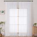 OWENIE Pinch Pleated Curtains, White Sheer Curtains for Living Room Bedroom 108 Inches Extra Long, Airy Soft Solid Light Filtering Sheer Curtain Drapes, 2 Pcs, Each 60x108 Inch