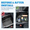 EDBETOS Center Console Organizer Compatible with Ford F150 2021-2023 Accessories (40/Console/40 Front-Seats ONLY) F-150 Armrest Box Interior Pallet Secondary Storage Box Insert Tray, Black