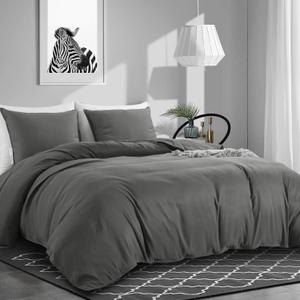 HOMBYS Oversized King Duvet Cover 120 x120 Inch, Ultra Soft Microfiber Grey Duvet Cover for All Season with Ziper Closure, 8 Coner Tabs (Grey, Oversized King)