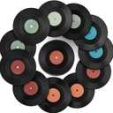 Facmogu 12PCS 7 Inch Fake Blank Vinyl Records, Vintage Vinyl Decorative Records for Wall Art Aesthetic, Plastic Plain Records for Home, Cafe Decor, Fake Blank Records Custom for Wedding, Music Party (Multi - 01)