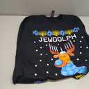 Jewdolph Ugly Hanukkah Sweater Reindeer Menorah Chanukah Sweatshirt (L, Black)