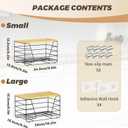 2 Pack Stackable Trash Bag Holder, Wall Mount Garbage Bag Dispenser with Bamboo Top, Trash Bags Organizer Under Sink (Black-2 Pack)
