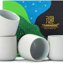 TEANAGOO Japanese Tea Cups, Chinese Tea Cup, 7.2Oz / 205 Ml, Ceramic Tea Cups for Adults, Ceramic Cups no Handles, Japanese Cups, Matcha Cup, Lt.Grey, 3 Pcs/Box, H5