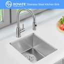 Bar Sink, ROVATE 13 x 15 inch Undermount Bar or Kitchen Sink, Handmade Single Bowl T-304 Stainless Steel Small Wet Bar Sinks