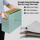 6 Packs Letter Size File Organizer, File Folders Organizer, Fabric Storage Box, Collapsible Paper Organizer with Metal Handle, Smooth PVC Rails, Only Box (Green)