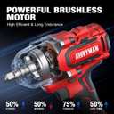 Cordless Impact Wrench, 900Ft-lbs (1200N.m) 1/2" Brushless Impact Gun, 20V High Torque Power Impact Driver, 2x4.0Ah Batteries,Brushless Motor 2400 RPM Variable Speeds for Family Car/Pickup Truck/Mower
