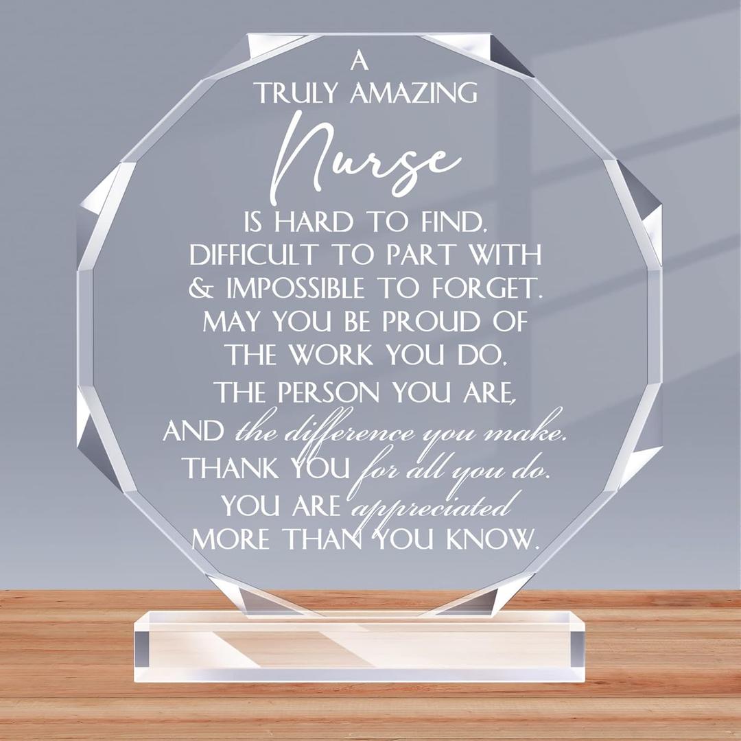 Maitys 1 Pcs Nurse Appreciation Gift Bulk Inspirational Nurse Acrylic Sign Prizes Thank You Gift Octagon Employee Office Decoration Table Decor Keepsake for Women Coworker Team