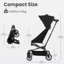 QPlay Travel Stroller for Baby & Toddlers Ages 6 Months to 4 Year Old 9.48lbs Lightweight & Ultra-Compact Umbrella Stroller with One-Hand Fold, Airplane Carry-on Size, Reclining Seat (Black)