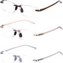 TERAISE Rimless Reading Glasses Comfortable Lightweight Frameless Reader Men Women Blue Light Blocking Computer Eyeglasses (Mix Color)