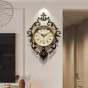 Vintage Wall Clock, Antique Decor, Battery Operated,Non Ticking European Style Metal Wall Clock, 26" x 19" Decorative Retro,Bedroom/Living Room/Kitchen
