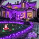 JMEXSUSS 600LED Purple Solar Halloween Lights, 206.7ft Solar String Lights Outdoor Waterproof, 8 Modes Purple Christmas Lights for Outside Yard Patio Tree Garden Xmas Halloween Decor