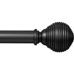Curtain Rods for Windows 32 to 76 Inch, 1 Inch Matte Black Heavy Duty Curtain Pole Adjustable Decorative Drapery Rods with Round Brackets