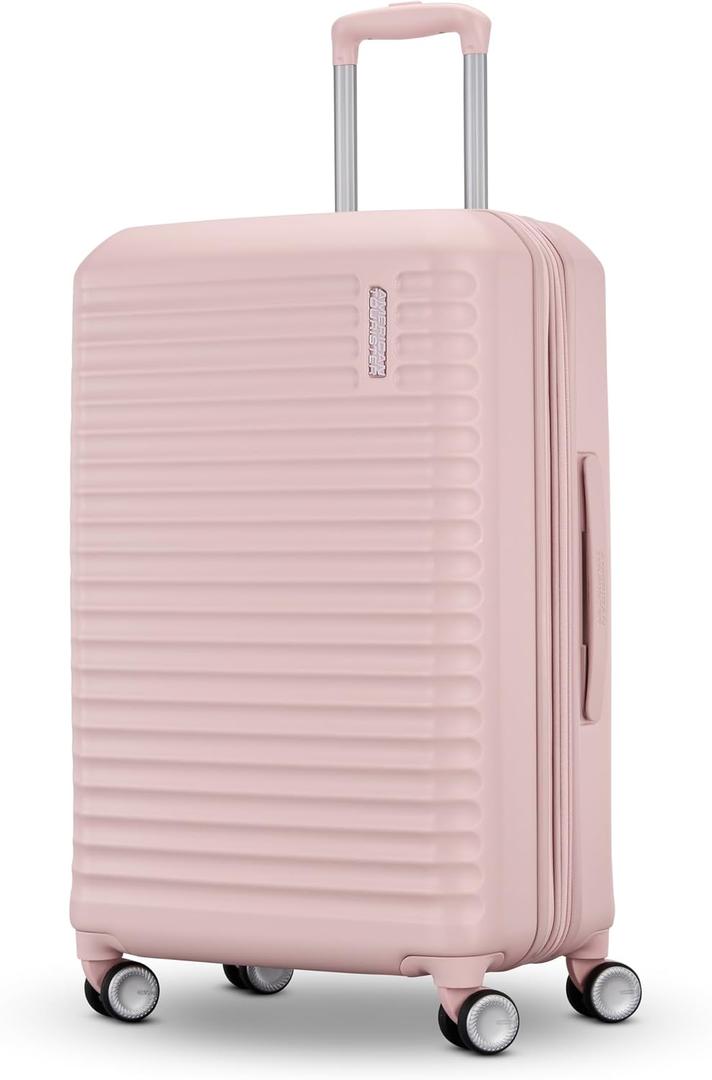 American Tourister Stratum 3.0 Medium 24-Inch Spinner, Airline Approved, Durable Hardside Luggage, Expands 1.5", RightHeight Adjustable Handle, Pink Blush, Medium - Checked