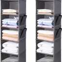 BOOMIBOO Hanging Closet Organize and Shelves5-Hanging Shelf with 2 Side PocketsStorage Foldable 2 Pack Grey