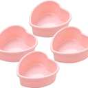4 Pack Mini Heart Cake Pan, 4 Inch Silicone Heart Cake Mold Baking Pan Nonstick Heart Shaped Molds for Valentines Day Anniversary Birthday Cake Snack Tart Muffin Cupcake Cheesecake Baking (Pink)