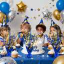 6 Pack Metallic Foil Spray Table Centerpiece Decoration Star Brust Glitter Table Topper Decor for Birthday Graduation Holiday Christmas New Year's Eve Celebration Party Supplies Gold and Blue