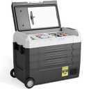OLIXIS Portable Car Refrigerator, 53QT Dual-Zone Electric Cooler for Vehicles with Wheels & Cutting Board, -4-68 Freezer Smart Control via Bluetooth, Battery Protection, 12/24V DC & 100-240V AC