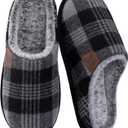 ULTRAIDEAS Men's Fuzzy Scuff Slippers Comfy Winter Warm Indoor House Shoes Fur Lined (11-12, Grey/Black)