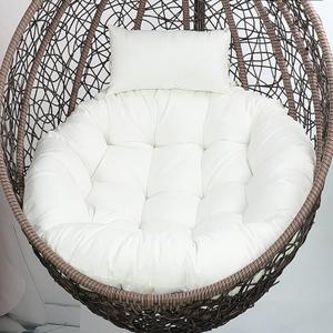 Outdoor Egg Chair Cushion with Headrest Pillow Washable Hanging Basket Chair Pads Wicker Rattan Hanging Seat Cushions for Outdoor Porch, White Egg Swing Chair Pads.45 * 45 * 4in
