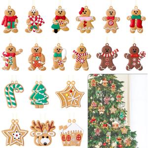 Sumind 24 Pieces Gingerbread Man Christmas Ornaments and Candy Canes Set - Tree Hanging Decorations for Xmas Holiday Party