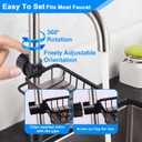 Kitchen Sink Caddy Organizer,Equipped with A Drainage Tray Sponge Holder,Faucet Organizer Rack for Bathroom,Adjustable with Hooks, Suitable for Kitchen and Bathroom, Left Side