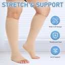 KEKING Extra Wide Calf Compression Socks for Men & Women, 20-30 mmHg Compression Stockings Open Toe - Plus Size Knee High Support Hose for Varicose Veins, Pain Relief, Swelling, Beige S