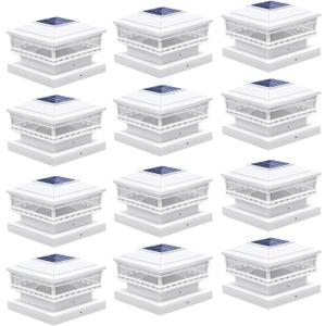 TWINSLUXES Solar Post Lights Outdoor,25LM Solar Fence Post Cap Lights,Waterproof,2 Light Modes,Fit 3.5x3.5in 4x4in 5x5in Wooden Post or PE Column,Solar Deck Lights for Garden Patio Lights Decoration (White)