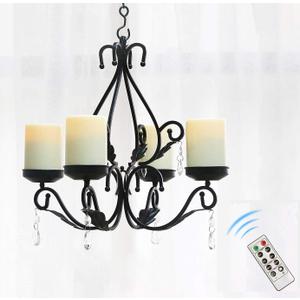 3 in 1 Lighting Chandelier with 4pcs Battery Operated Led Candle with Remote, Table Centerpiece for Indoor or Outdoor Gazebo, Patio Decoration, Black 3 in 1 Lighting Chandelier with 4pcs Battery Operated Led Candle with Remote, Table Centerpiece for Indoor or Outdoor Gazebo, Patio Decoration, Black