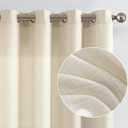 COLLACT Beige Linen Textured Curtains 96 Inches Long for Living Room Casual Weave Light Filtering Semi Sheer Curtains & Drapes for Bedroom Grommet Window Curtains, W52 x L96, 2 Panels Heathered Beige