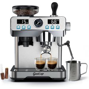 Espresso Machine with Grinder 20 Bar Professional Expresso Coffee Machines for Home Customizable 194-203 Temp Control Espresso Maker with 68oz Water Tank All-in-One Coffee Maker Cold Brew