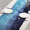 Cheesecloth 120" Inch Gauze Table Runner, Gradient Yellow Brown, Easy Manipulate, Crinkle, DIY, Party (A-light and Dark Blue)