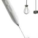 Handheld coffee foam maker, 3-speed adjustable electric whisk, mixer with stainless steel whisk, 4 AA battery hand whisk sticks (not equipped), Latte cappuccino Matcha Egg foam maker (white)