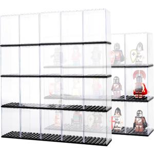20 Pcs Minifigures Display Cases Set, Mini-Figures Display Cases Fits for Lego Figures Display, Single Mini-Figures Storage Case for Figures Collectors, Acrylic Building Block Display Box Dust-Proof