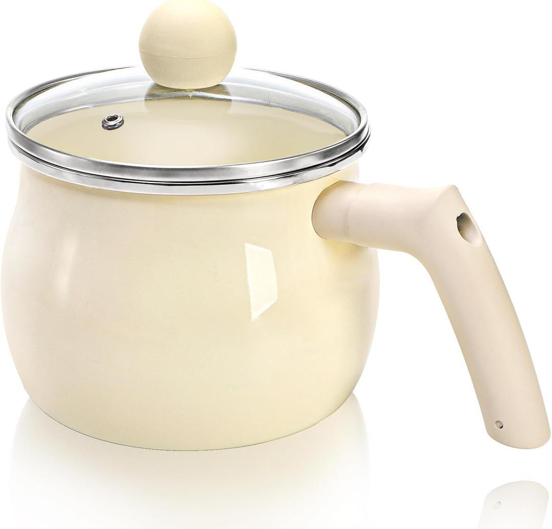 Milk Pot with Lid, 2 Quart Nonstick Butter Warmer Saucepan with Handle, Small Cooking Soup Simmer Pot Water Boiling Pan for Stove Top, Home, Kitchen