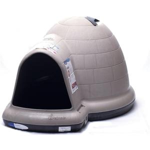 Petmate Large Dog House Outdoor Weatherproof - Indigo Igloo Dog House,  for Large Dogs 50 to 90 pounds, Taupe/Black