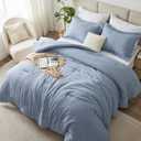 CozyLux Full Size Comforter Set - 3 Pieces Blue Soft Luxury Cationic Dyeing Bedding Comforter for All Season, Breathable Lightweight Fluffy Bed Set with 1 Comforter and 2 Pillow Shams