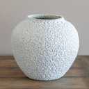 White Ceramic Vase Flower Vase, Big Textured Round Vase for Centerpieces, Kitchen, Living Room, Bedroom Decor Gifts
