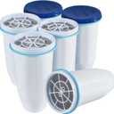 Zeroliquid ZR-001 Replacement Water Filter, Replacement Water Filters for Pitchers and Dispensers, Most Advanced 6-Stage 0 TDS System (4 Pack)