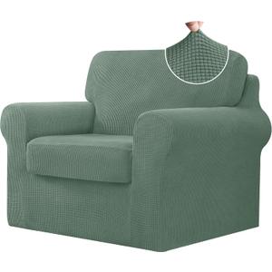 CHUN YI 3 Piece Chair Covers Armchair, Stretch Couch Cover with Separate Backrest and Cushion Covers, Anti-Slip Washable Living Room Furniture Protector for Dogs Pets (Small, Grey)