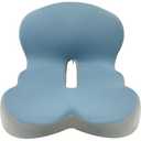 Buttocks Cushions Office Chair Cushion with Backrest (Blue and Gray Patchwork Color)
