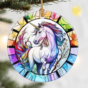 Christmas Ornaments, Dodosky 2.8in Ceramic Unicorn Ornament, Xmas Decor, Christmas Tree Ornaments, Xmas Decorations for Tree, Holiday Ornament, Gifts for Unicorn Lovers, Gifts for Friends Women