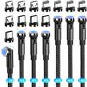 Magnetic Charging Cable [7Pack-1.6FT/3FT/3FT/3FT/6FT/6FT/10FT] 540° Rotating Magnetic Phone Charger 3 in 1 Magnetic Cable Nylon Braided USB Charger Cable for Micro USB/Type C/iProduct Device-Black