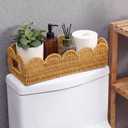 Scalloped Wicker Toilet Tank Basket for Bathroom Rattan Edge Basket Storage Organizer Toilet Paper Holder for Bedroom Living Room Countertop Shelves