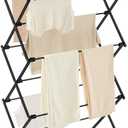 SONGMICS Foldable Clothes Drying Rack, Laundry Drying Rack, Clothes Airer, Steel Frame, 14.6 x 29.5 x 53.2 Inches, Easy Assembly, Indoor Outdoor Use, Black ULLR770B01