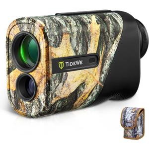 TIDEWE Hunting Rangefinder Mini with Rechargeable Battery, 875Y Laser Range Finder 6.5X Magnification, Distance/Angle/Speed/Scan Multi Functional Waterproof Rangefinder with Case (Leaf Camo)